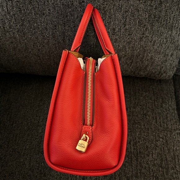 Coach Brooke Carryall 28 Satchel Bag in Brass/Sport Red Pebble Leather NWT CE732 - Picture 10 of 16